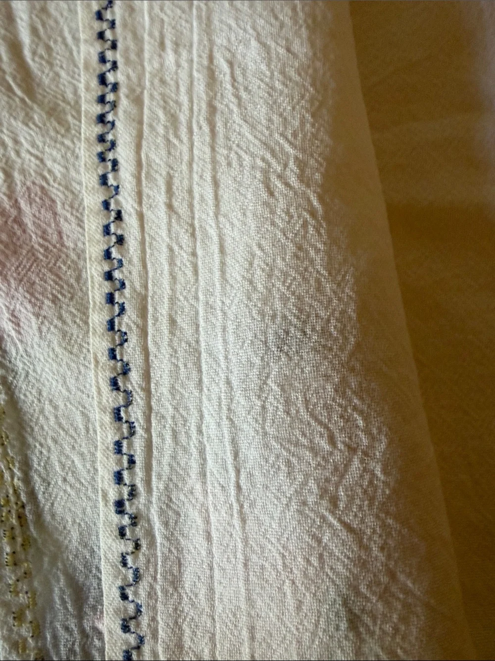 Embroidered Blue & Pink Bird Kitchen Towel